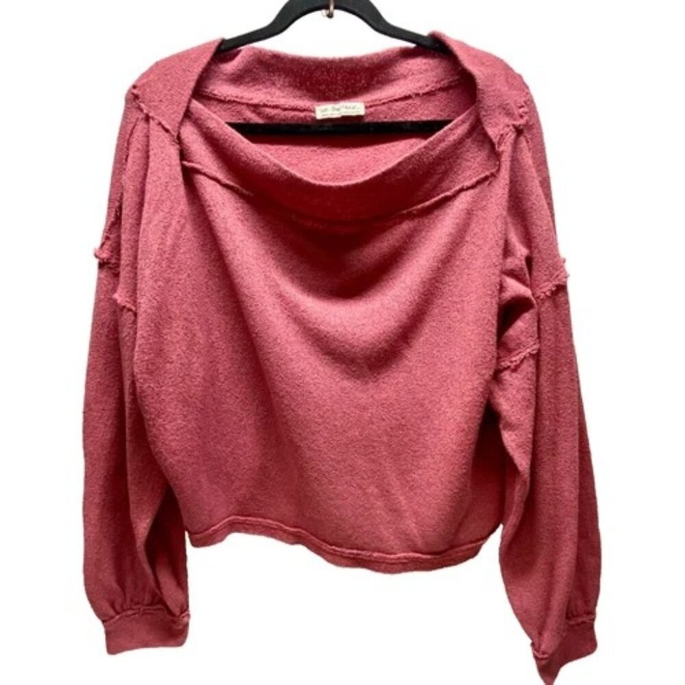 We The Free Stay With Me Hacci Top Women's Small Raspberry Pink Long Sleeve GUC
